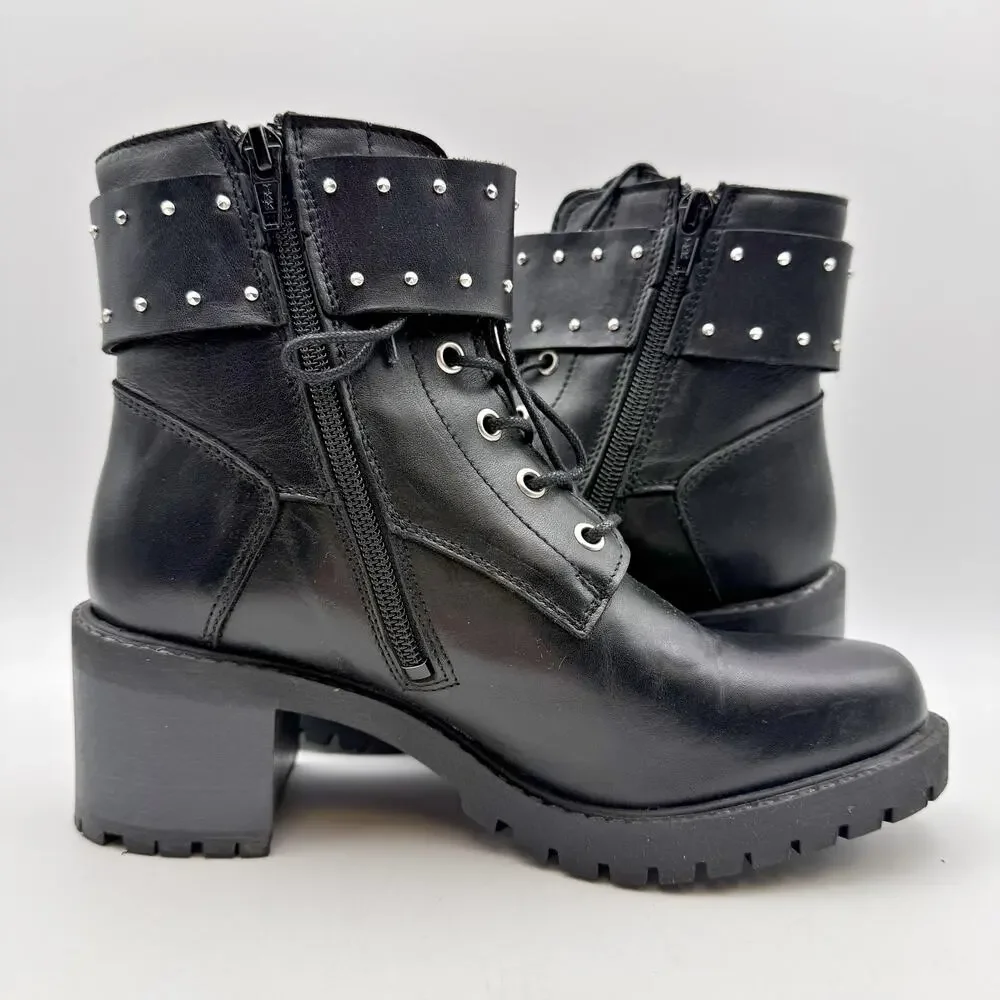 Eric Michael Womens Chase Boots EU 37 US 6.5-7 Black Leather Booties Heels EUC